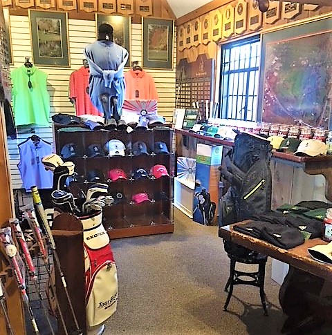 Full line of golf clubs and apparel.